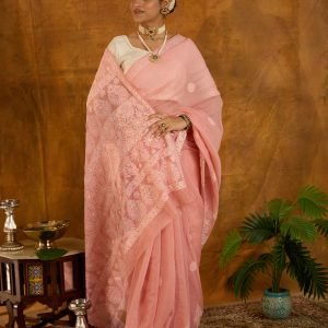 Gul-e-Nargis (Blush Pink Chikankari Saree)