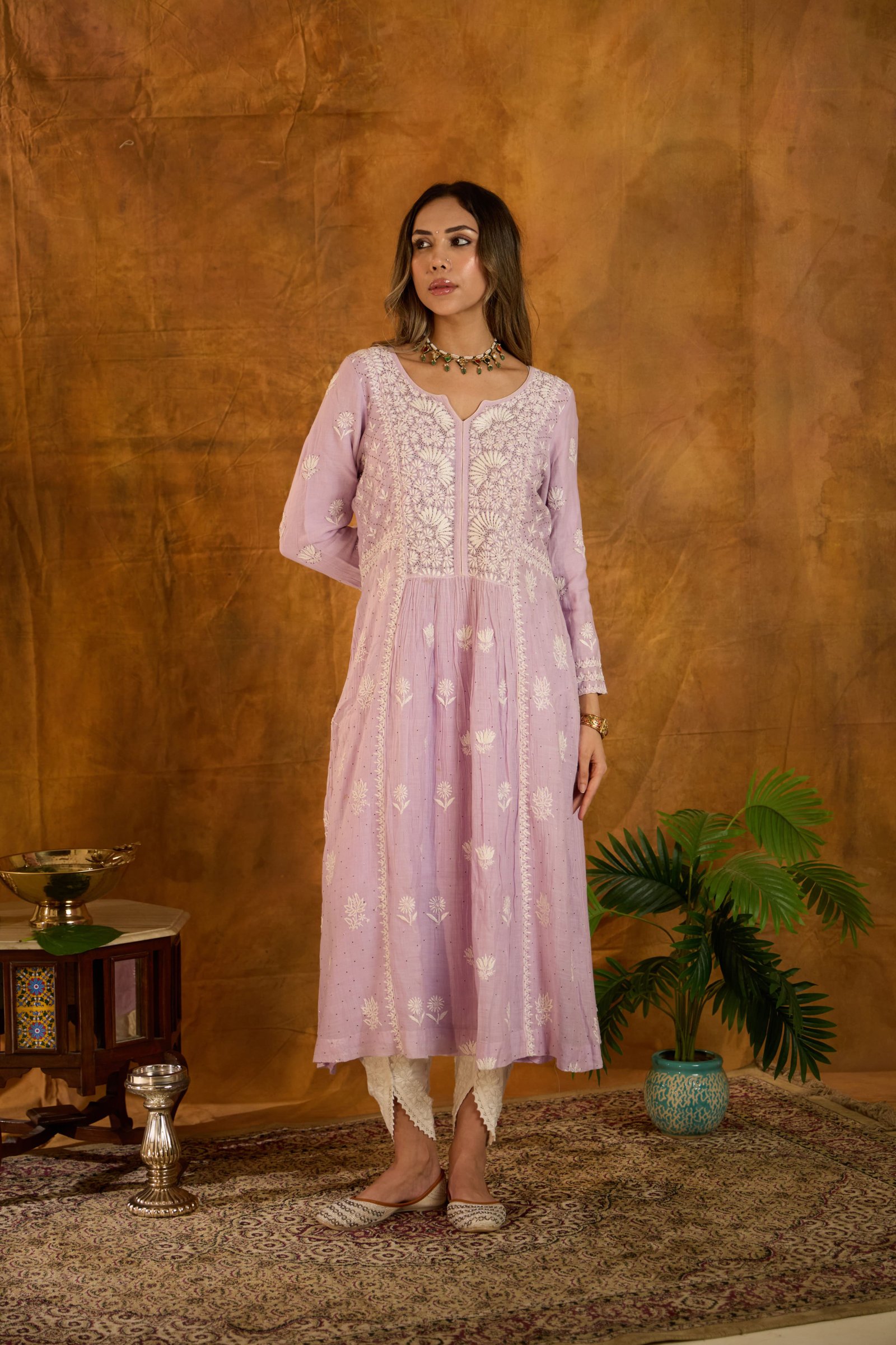 Banafsha (Lilac Chikankari Anarkali)
